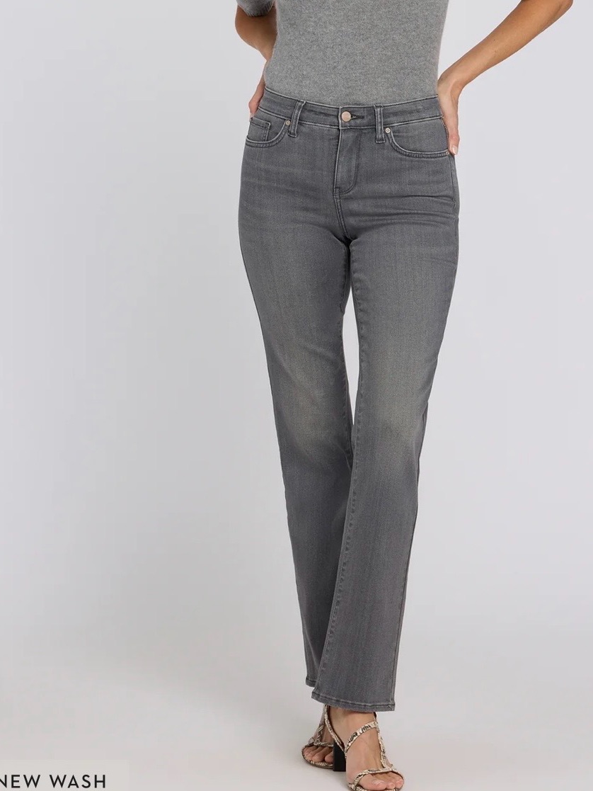 Nydj Grey Mid-Rise Straight Leg Jeans